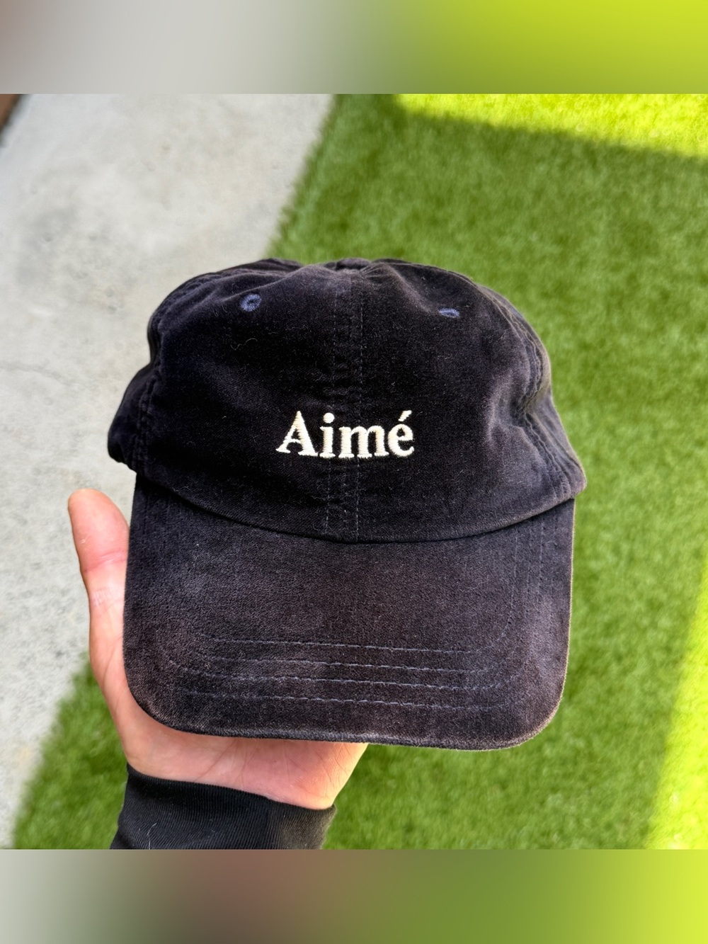 Aime Leon Dore Blue Velvet Strapback with Gold Logo Tag